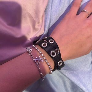 grommet wrap cuff faux leather bracelet